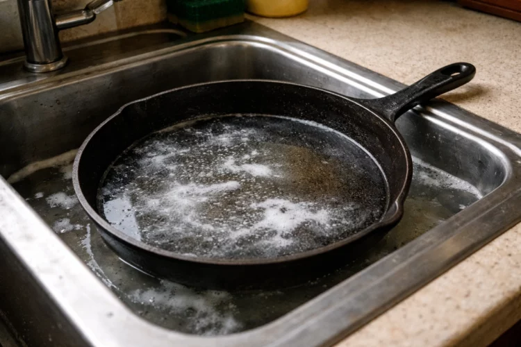The Overnight Baking Soda Bath That Revives Dull Cast Iron and Brings Back That Deep, Glossy Black Finish