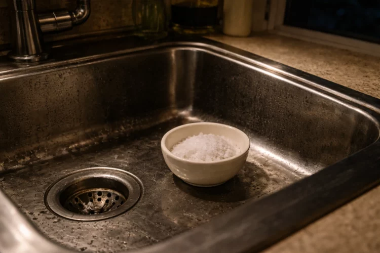 The Overnight Salt Bowl Trick That Quietly Stops Sink Odors Without Chemicals or Harsh Cleaners